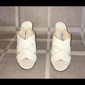 Jimmy Choo Off-white Grainy Leather High Heel Mule